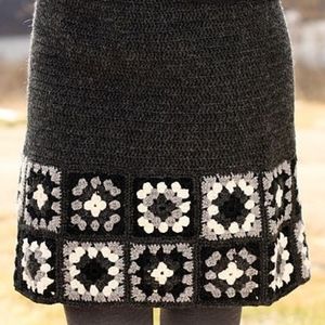 Vintage bohemian Granny square skirt